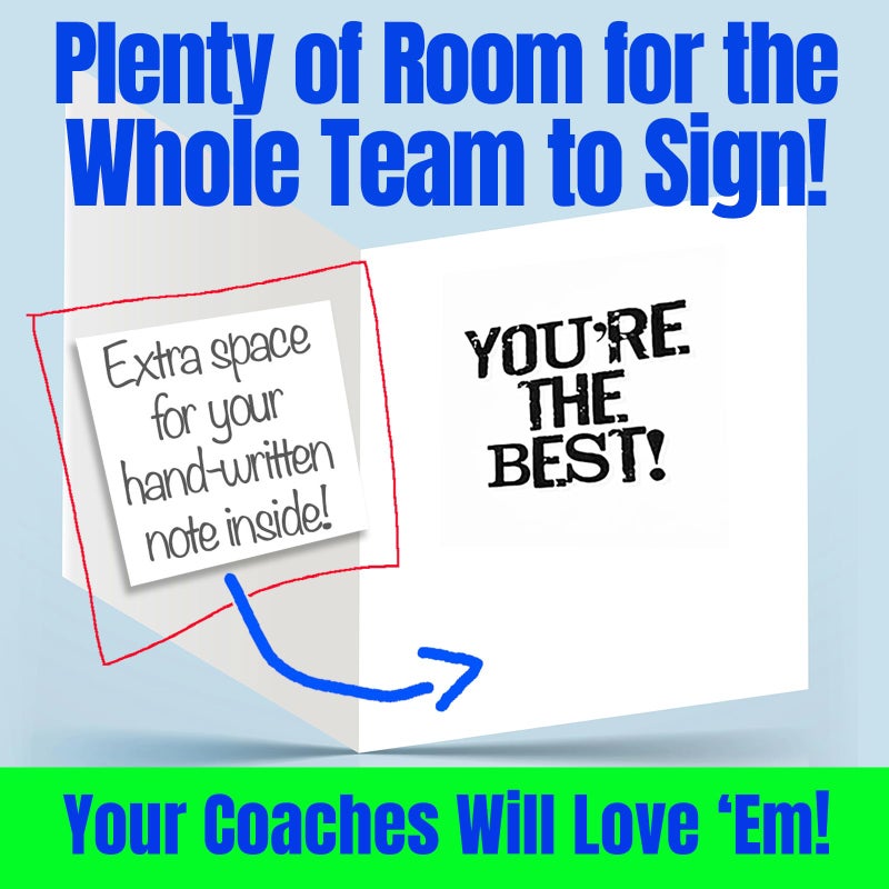 Play Strong 3-Pack â€˜THANKS COACHâ€™ Greeting Cards (5x7) â€“ Clipboard Design â€“ Coach Appreciation Cards with Envelopes â€“ Perfect for Banquets, End of Season Gifts, or Team Parties - Image 3